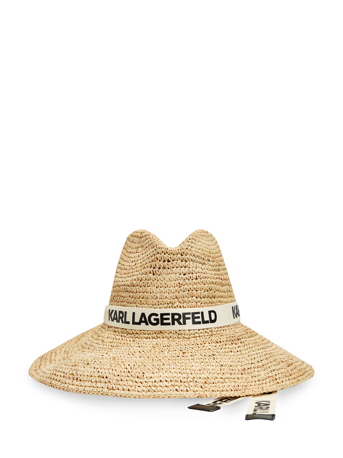 Шляпа K/Essential из плетеной рафии с широкой лентой KARL LAGERFELD, цвет бежевый, размер 38;39;40;41;42;37