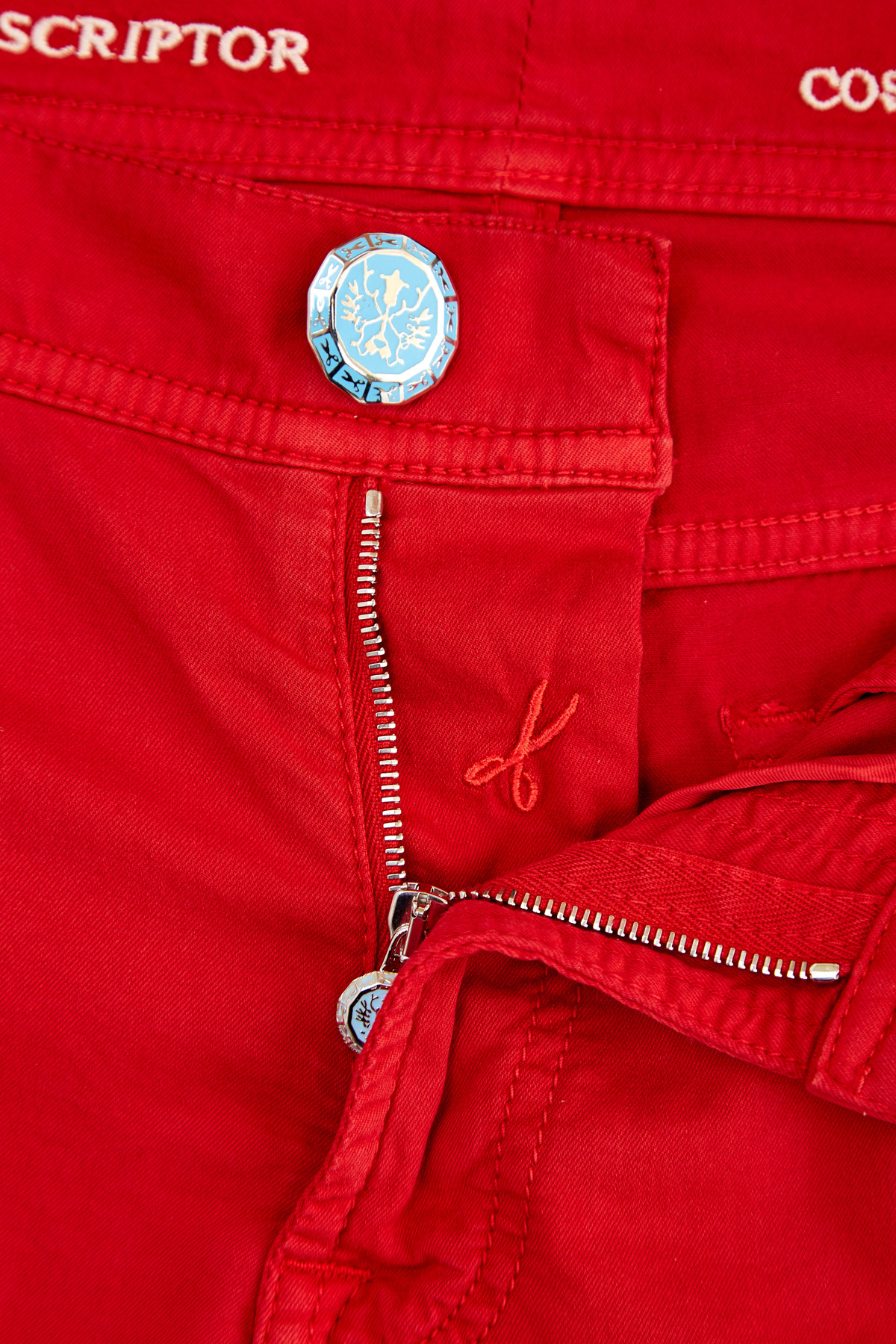 Джинсы из эластичного денима с отполированной вручную фурнитурой SCISSOR SCRIPTOR, цвет красный, размер 48;52;54;54 - фото 5