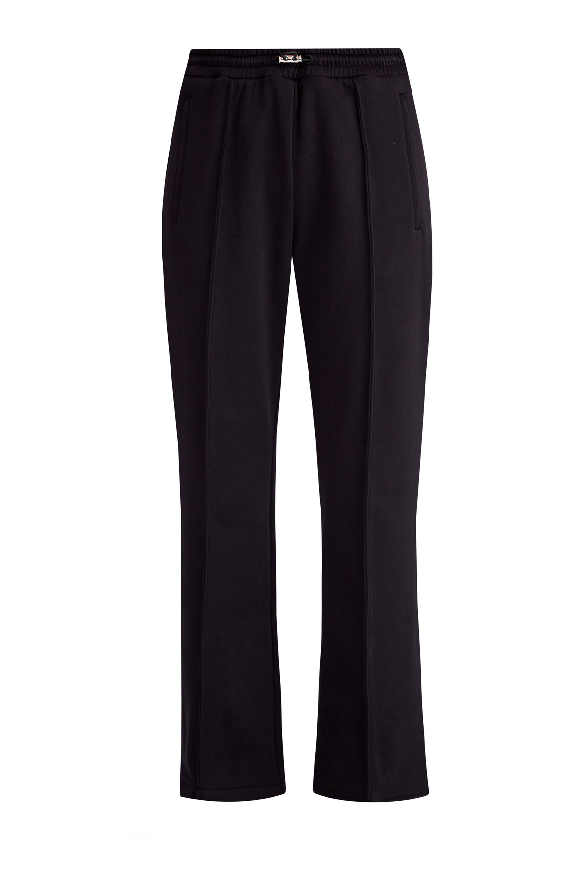 Расклешенные брюки из плотного футера с поясом на кулиске MONCLER, цвет черный, размер 44 - фото 1