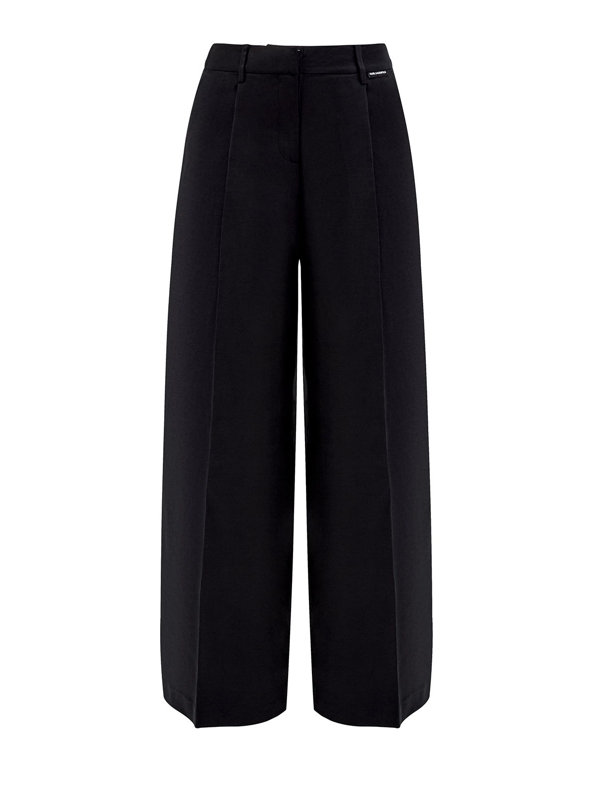 Широкие брюки из лиоцелла и хлопка с фактурными защипами KARL LAGERFELD, цвет черный, размер XS;S;M;L;XL
