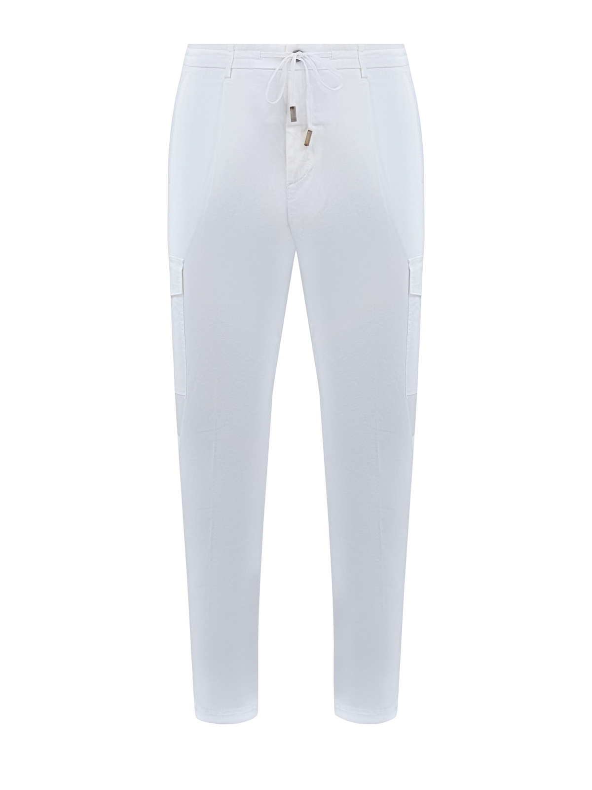 

Хлопковые брюки с кулиской и карманами-карго, Белый, Хлопковые брюки с кулиской и карманами-карго