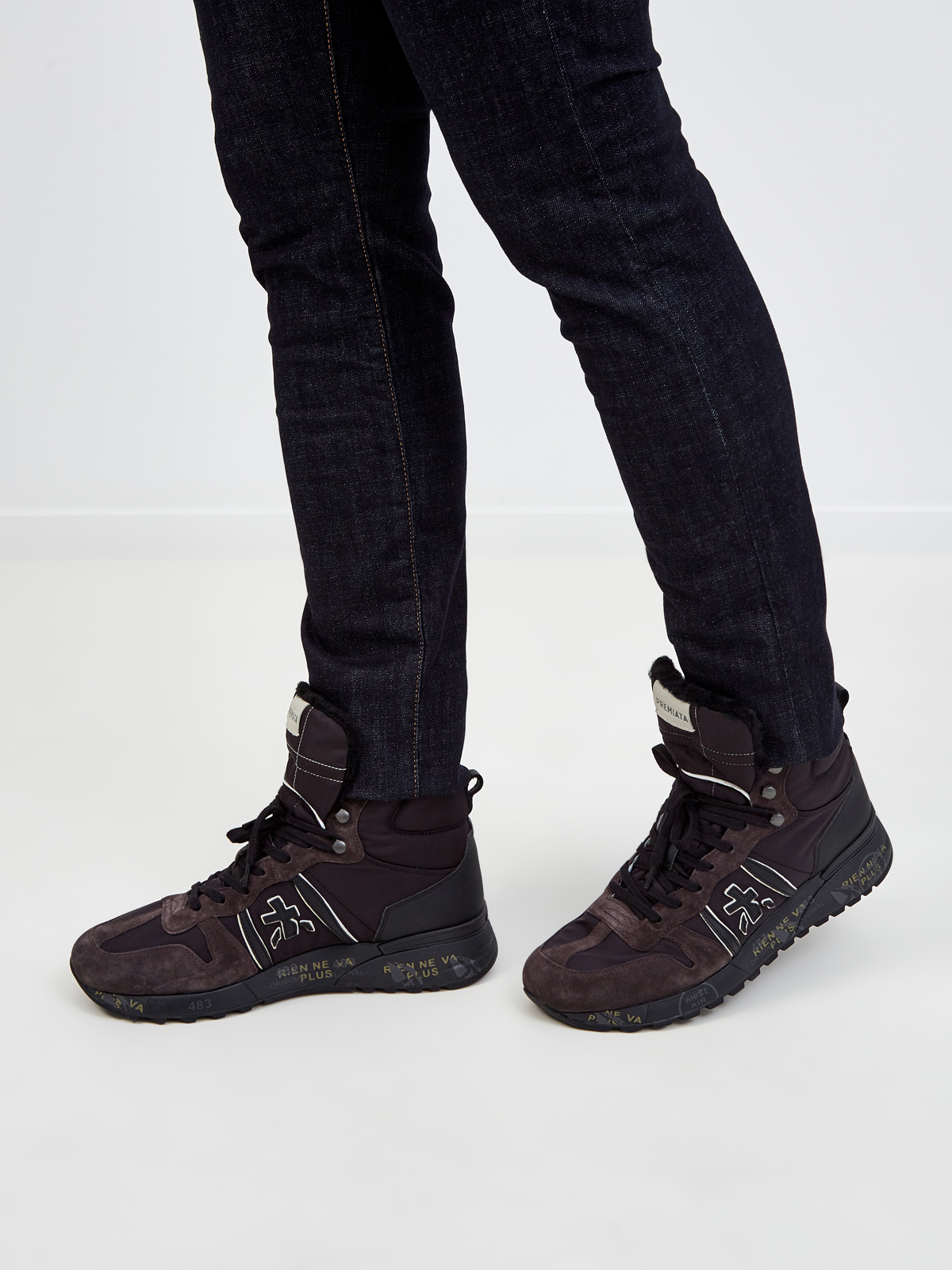 Высокие кроссовки Jeff с отделкой из теплого меха PREMIATA, цвет коричневый, размер 6;7;8;9;10;11 - фото 2