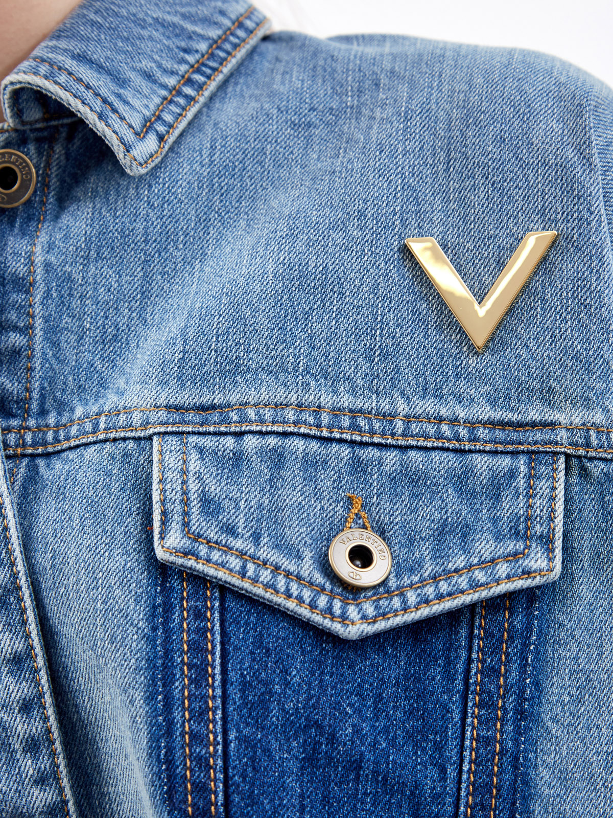 Куртка-oversize из плотного денима с логотипом VGOLD VALENTINO, цвет синий, размер 38;42 - фото 5