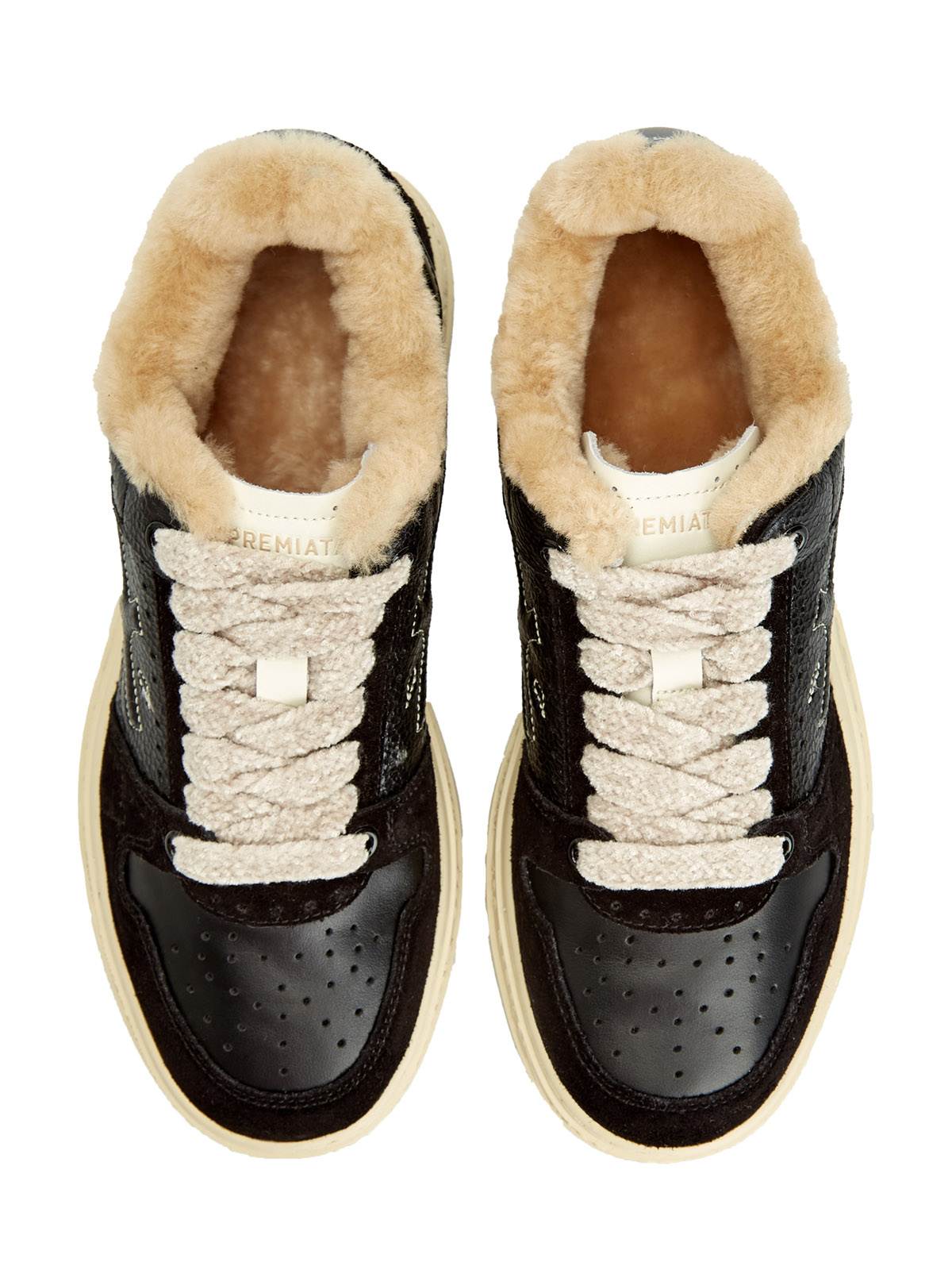 Кеды Quinn из крупнозернистой кожи и замши с меховой подкладкой Черный, фото 6