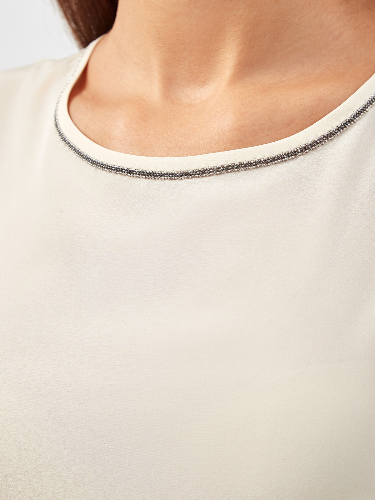 Блуза из струящегося шелка с окантовкой Precious PESERICO, цвет бежевый, размер 42;44;46;48;40 - фото 5