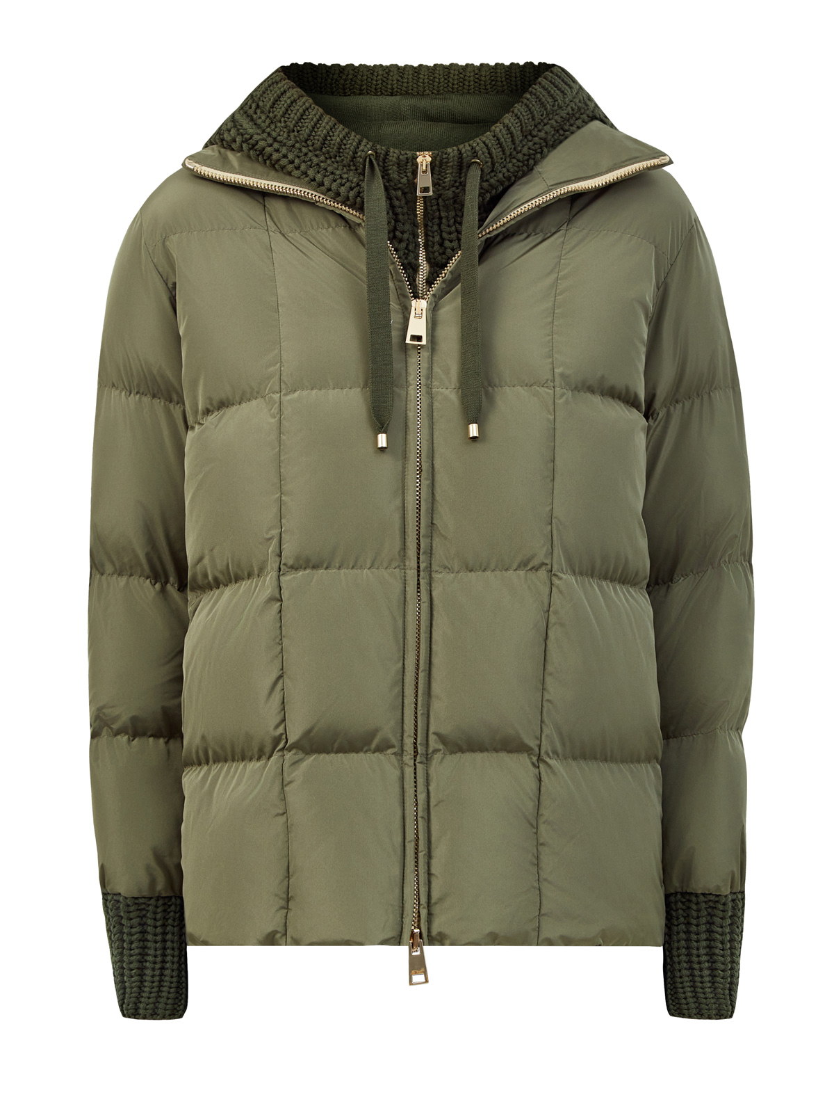 Стеганая куртка со съемным жилетом из шерстяной пряжи LORENA ANTONIAZZI, цвет зеленый, размер 40;44
