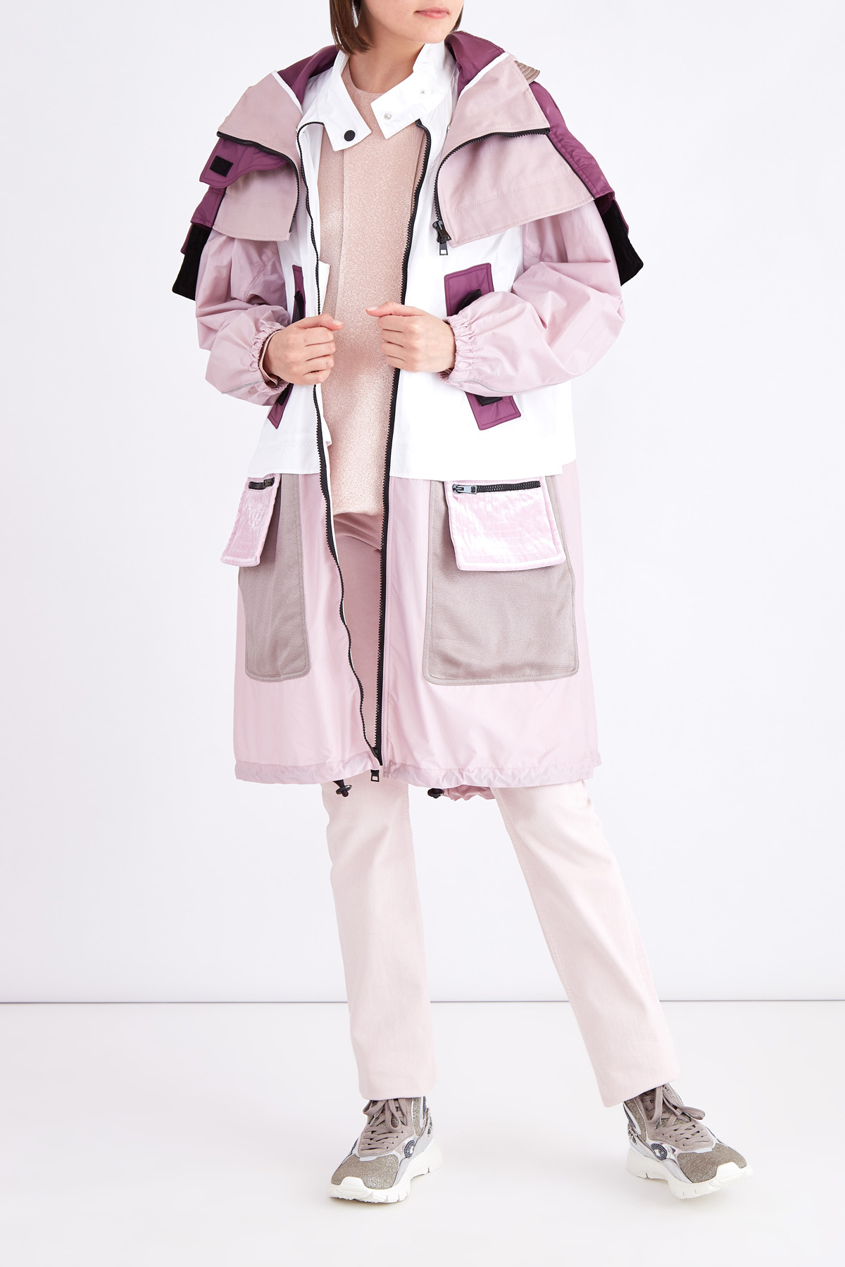 Oversize-блуза из металлизированной ткани ламе с воротом-халтером VALENTINO, цвет розовый, размер 38;42 - фото 2