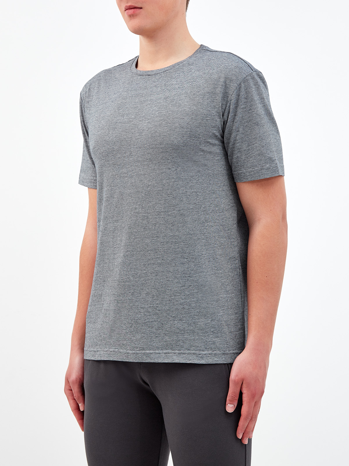 Хлопковая футболка с переплетением серых и белых волокон CUDGI, цвет серый, размер L;XL;2XL;4XL;5XL - фото 3