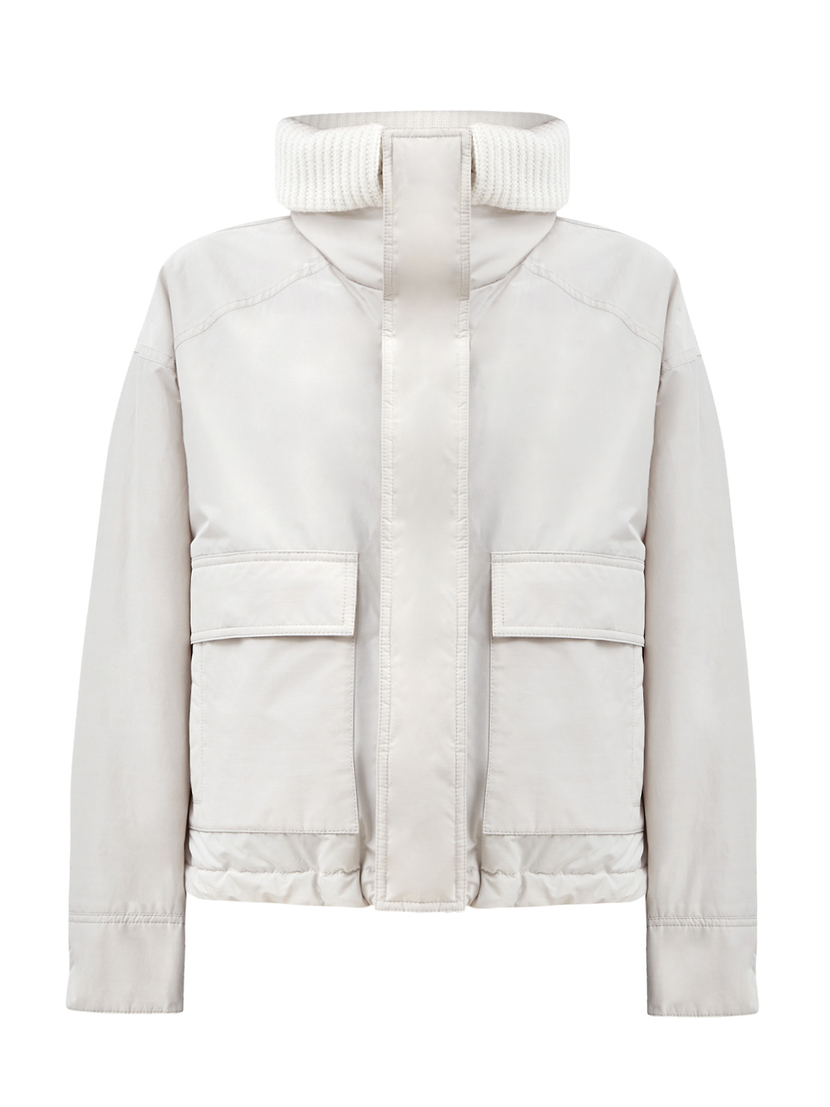 Куртка из водоотталкивающей тафты с ювелирной деталью BRUNELLO CUCINELLI, цвет белый, размер 44;46;48;38 - фото 1