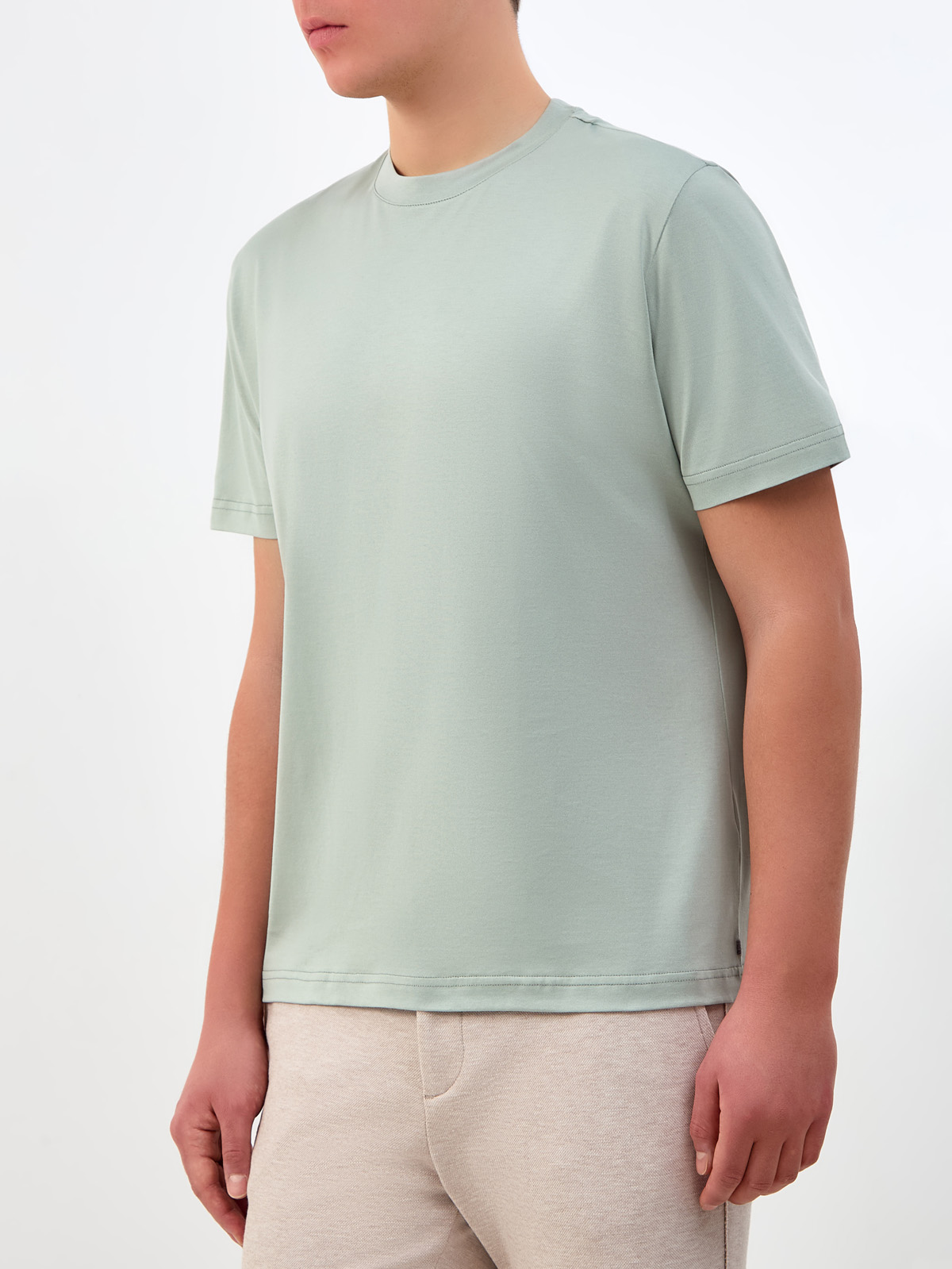 Однотонная футболка прямого кроя из хлопкового джерси ELEVENTY, цвет зеленый, размер 46;48;50;52;54;56 - фото 3