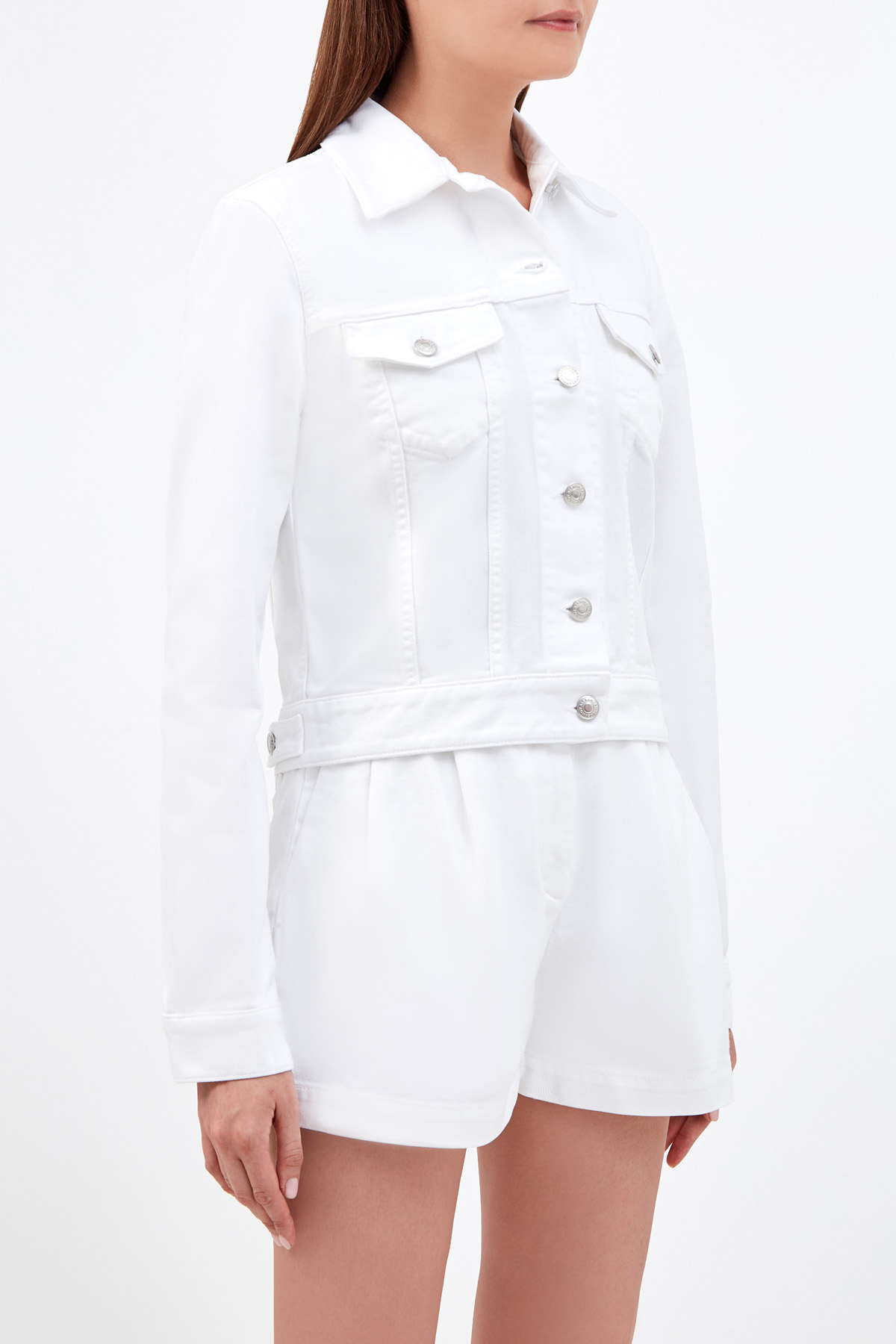 Укороченная куртка из эластичного денима с объемными накладными карманами ALEXANDER TEREKHOV, цвет белый, размер 38;42;40 - фото 3