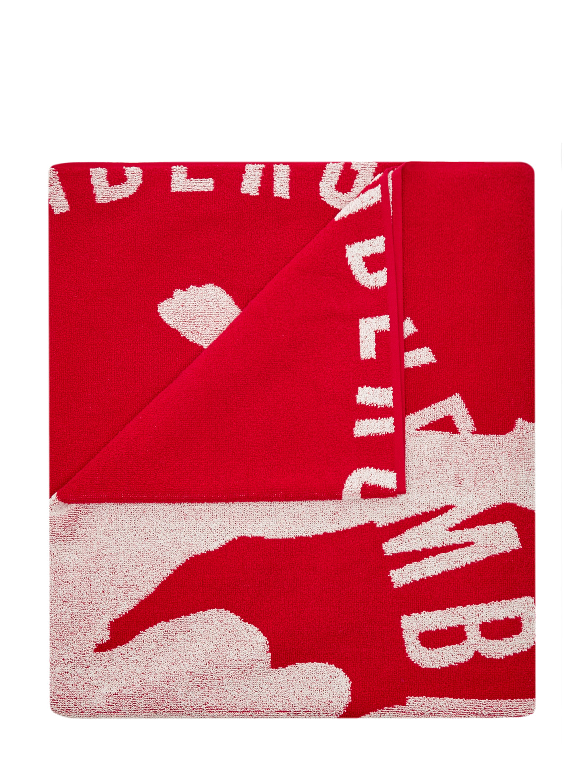 Яркое полотенце из хлопка с фирменным принтом Soccer BIKKEMBERGS, цвет красный, размер 44 - фото 2