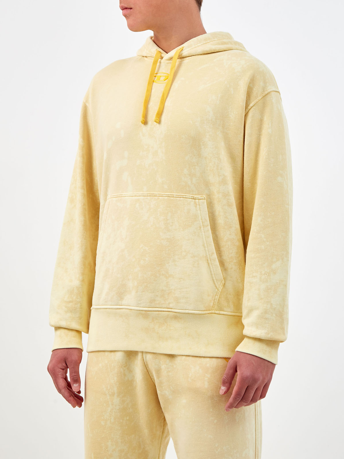Худи S-Macs из меланжевого осветленного хлопка с логотипом DIESEL, цвет желтый, размер L;XL;M - фото 3