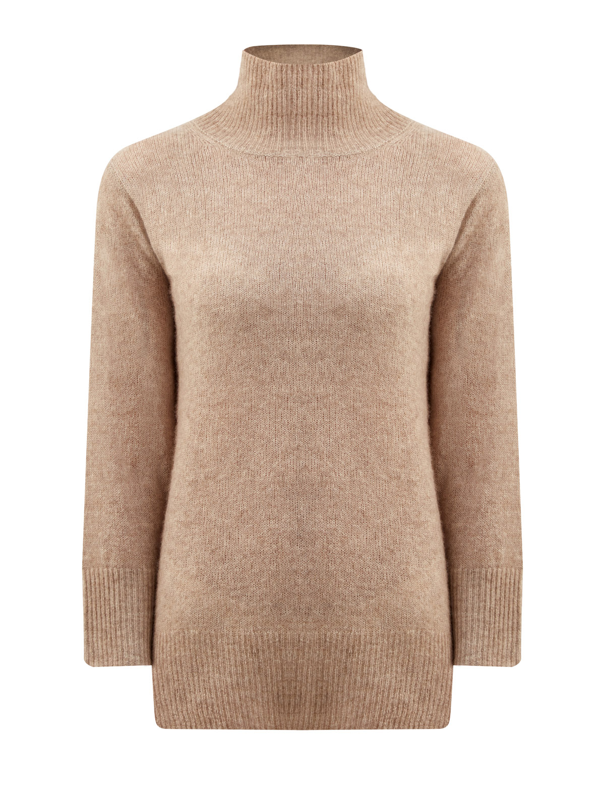 Тонкий свитер из кашемира и шелка с высоким воротом RE VERA, цвет коричневый, размер S;M;L;XL