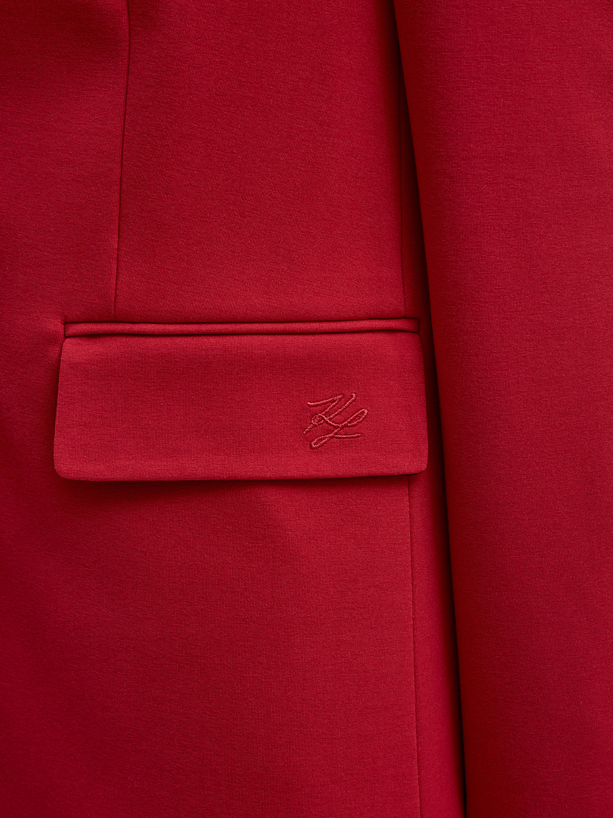 Однобортный жакет из гладкой ткани Punto с вышитым логотипом KARL LAGERFELD, цвет красный, размер M;L;XL - фото 5