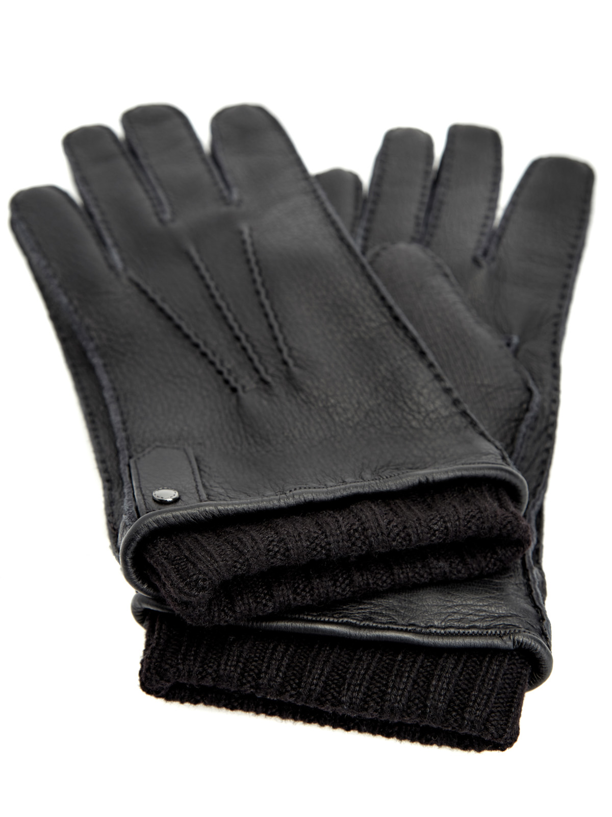 Перчатки из мягкой крупнозернистой кожи и кашемира CANALI, цвет черный, размер M;L - фото 2