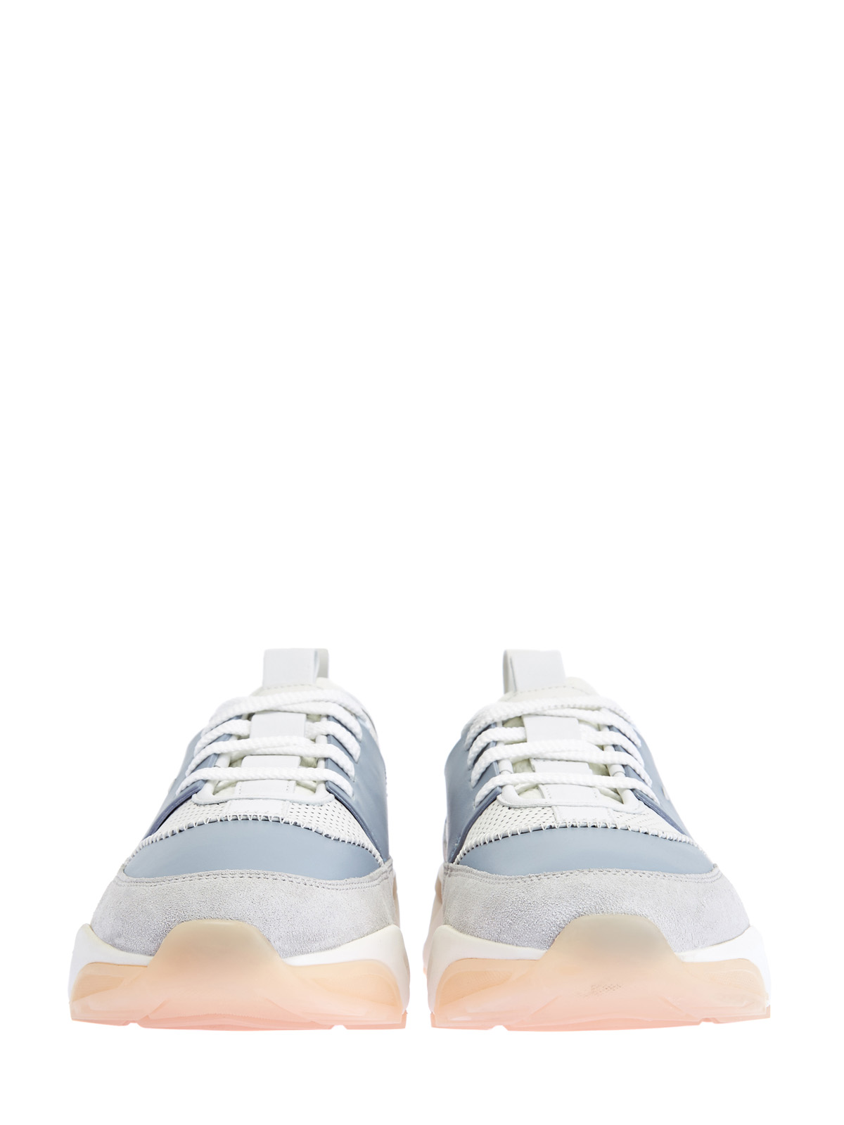 Кроссовки из кожи и замши на массивной подошве