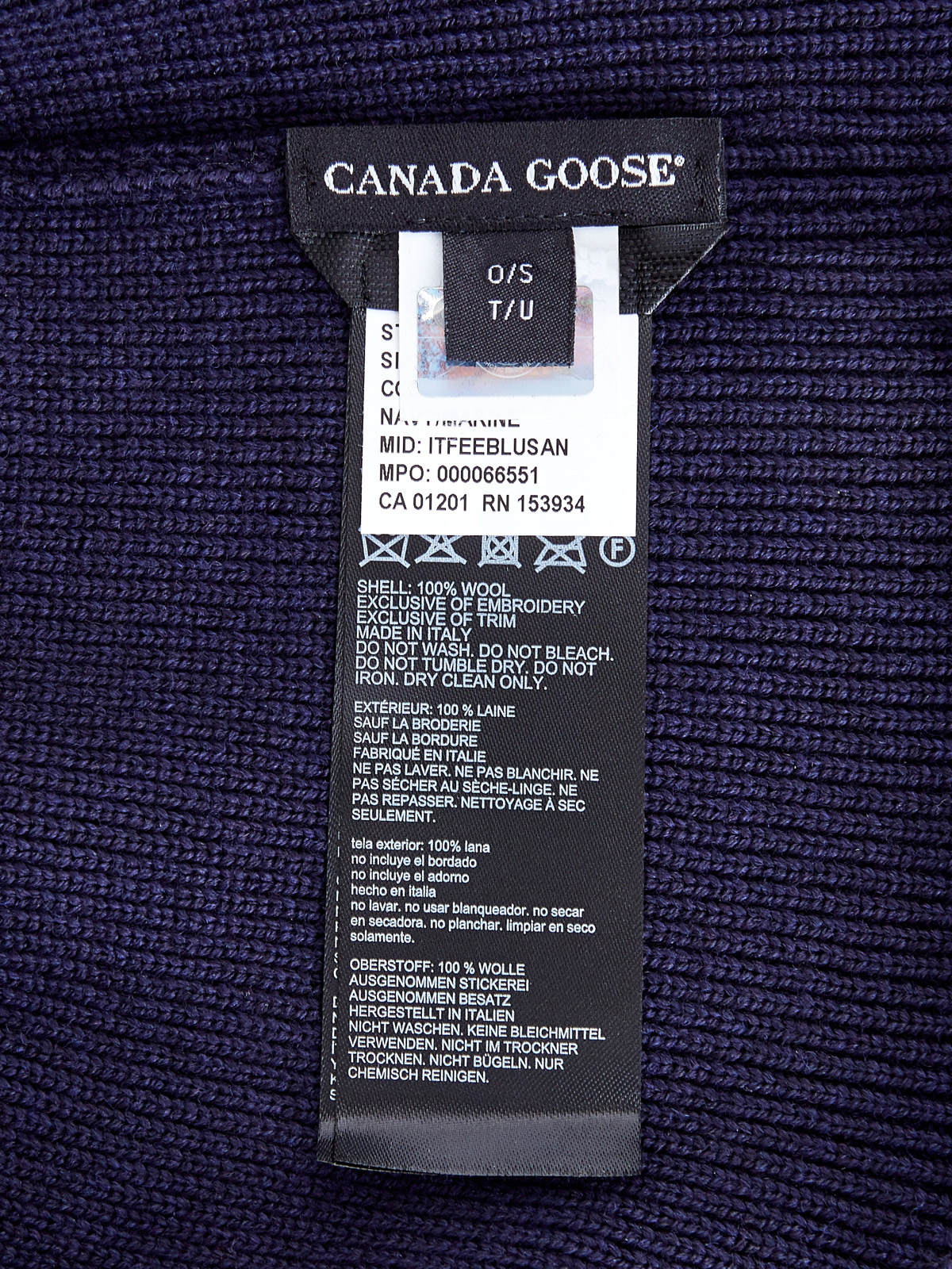 Шапка из эластичной шерсти с фирменной нашивкой на отвороте CANADA GOOSE, цвет синий, размер L;S - фото 4