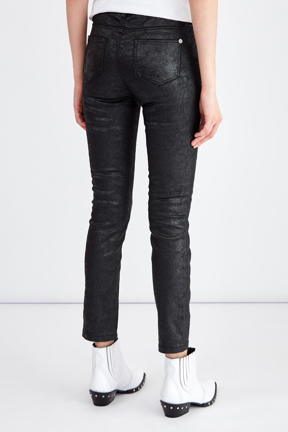 Укороченные джинсы с мерцающим напылением и эффектом Photoshop ERMANNO SCERVINO, цвет черный, размер 42;44 - фото 4