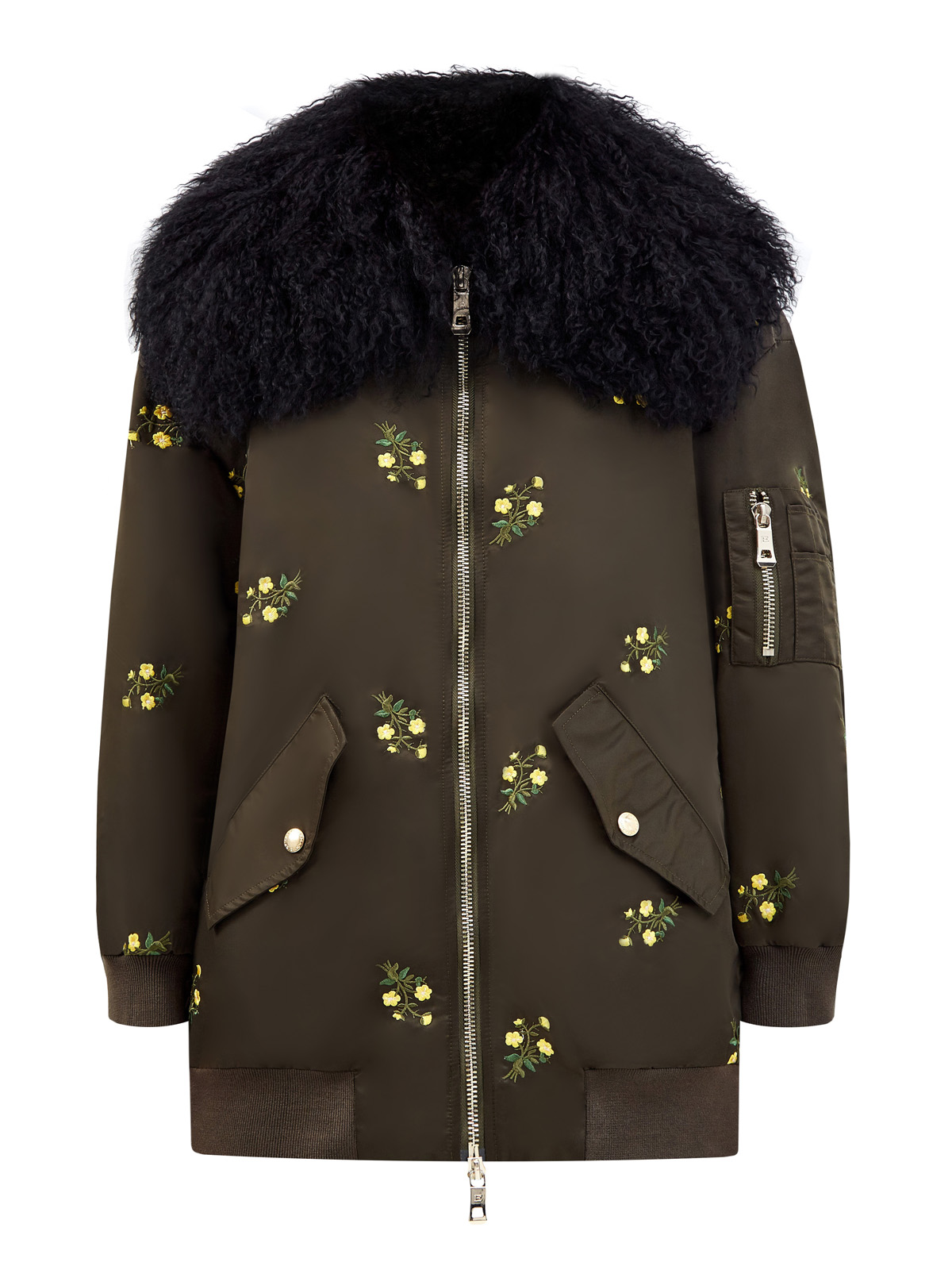 Куртка с воротом-oversize и вышитым принтом ERMANNO ERMANNO SCERVINO, цвет мульти, размер L;S - фото 1