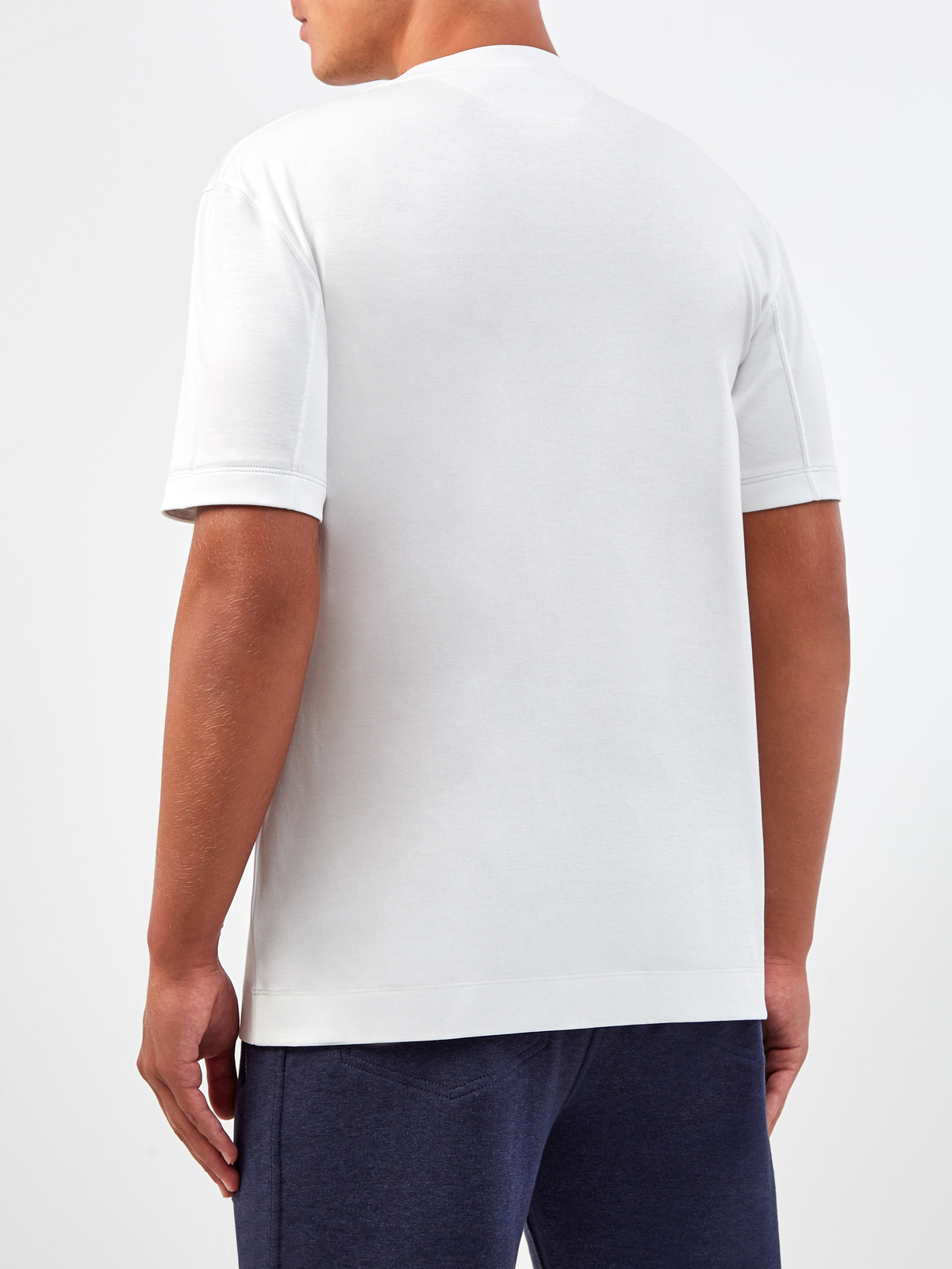 Однотонная футболка из джерси с принтом Simplicity in Elegance BRUNELLO CUCINELLI, цвет белый, размер 54;56;58;60;52 - фото 4