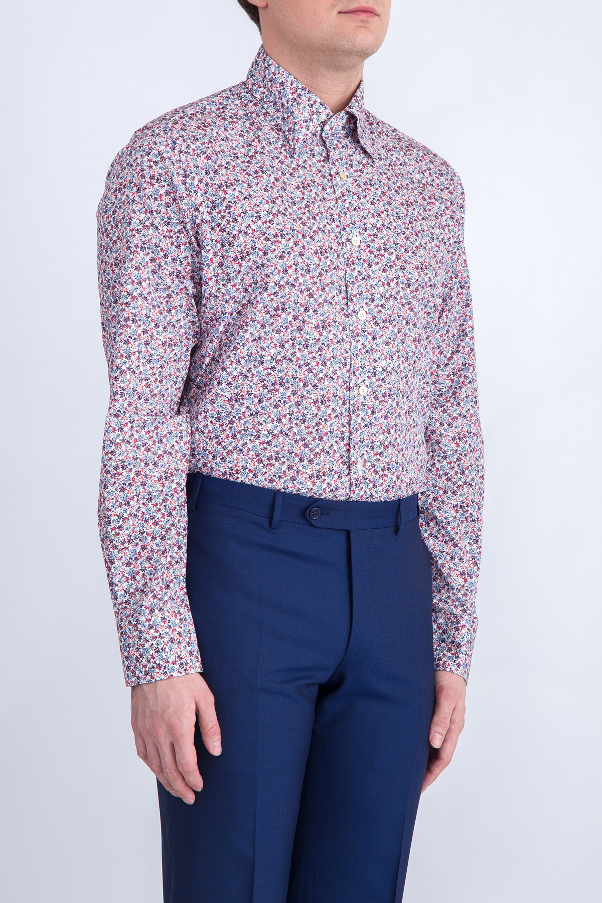 Рубашка из хлопка с акварельным принтом CANALI, цвет мульти, размер 48 - фото 3