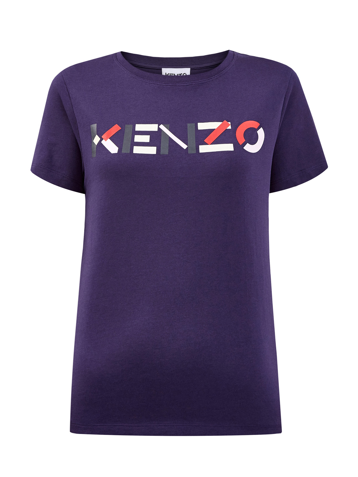 Однотонная футболка из натурального хлопка с принтом KENZO, цвет синий, размер M;L;S - фото 1