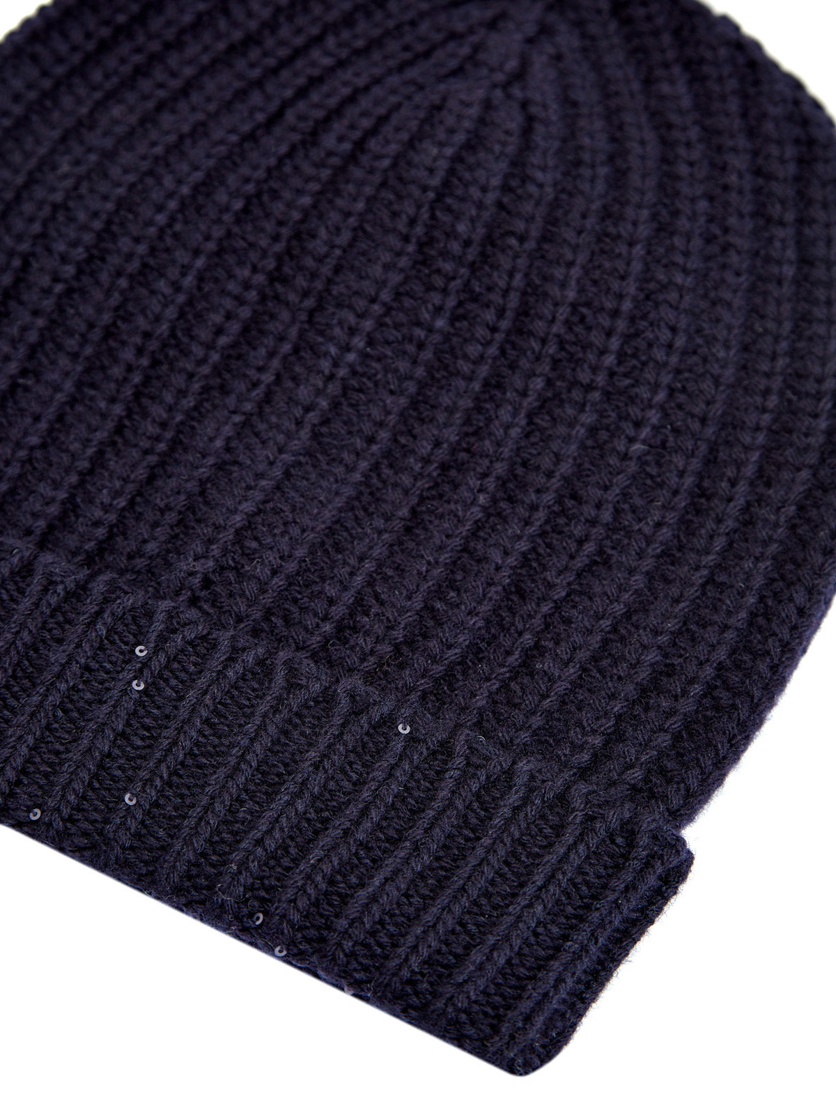 Теплая шапка объемной вязки с мерцающими пайетками LORENA ANTONIAZZI, цвет синий, размер S - фото 3