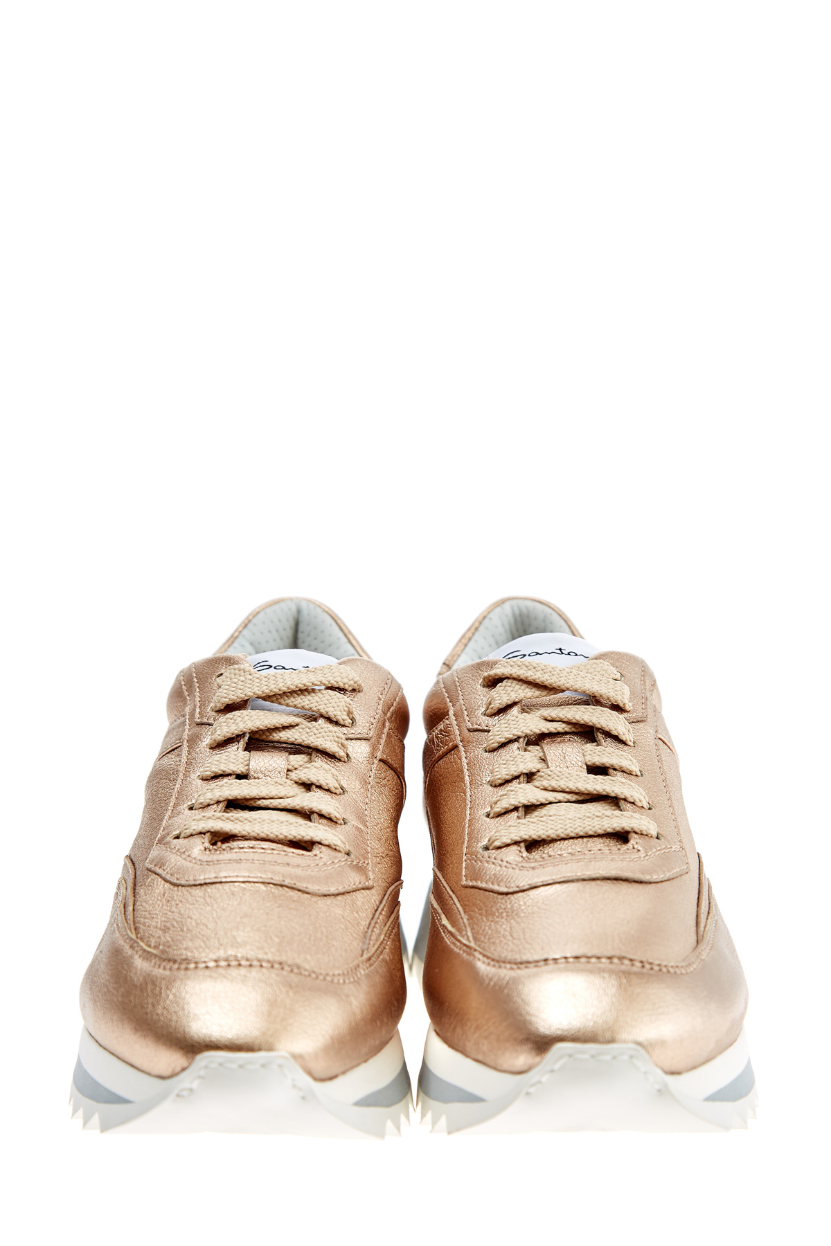 Кроссовки с металлизированной отделкой золотистого цвета SANTONI, размер 36.5;37 - фото 5