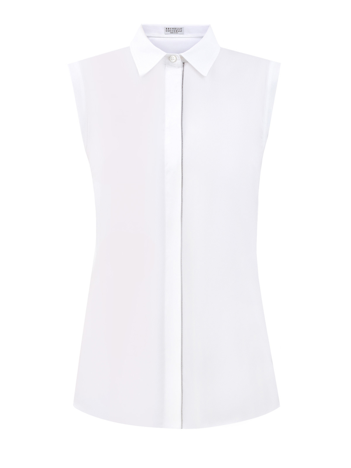 Рубашка без рукавов из хлопкового поплина с цепочкой Мониль BRUNELLO CUCINELLI, цвет белый, размер 40;48