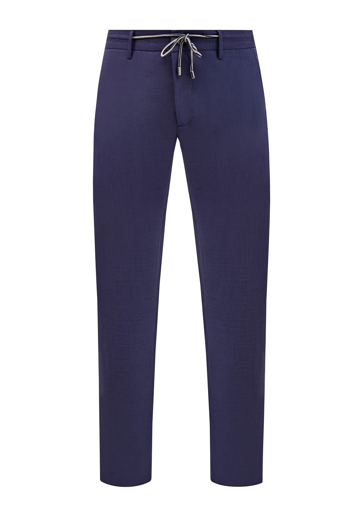 Шерстяные брюки-чинос с эластичным поясом на кулиске CANALI, цвет синий, размер 52;56 - фото 1