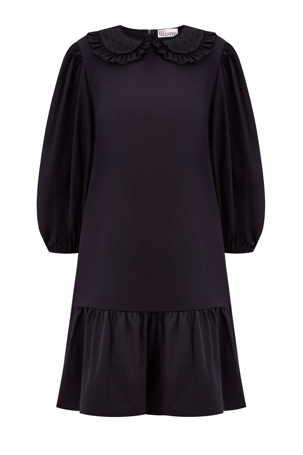 Платье из гладкого хлопка с объемными архитектурными рукавами REDVALENTINO, цвет черный, размер S;XL;M - фото 1