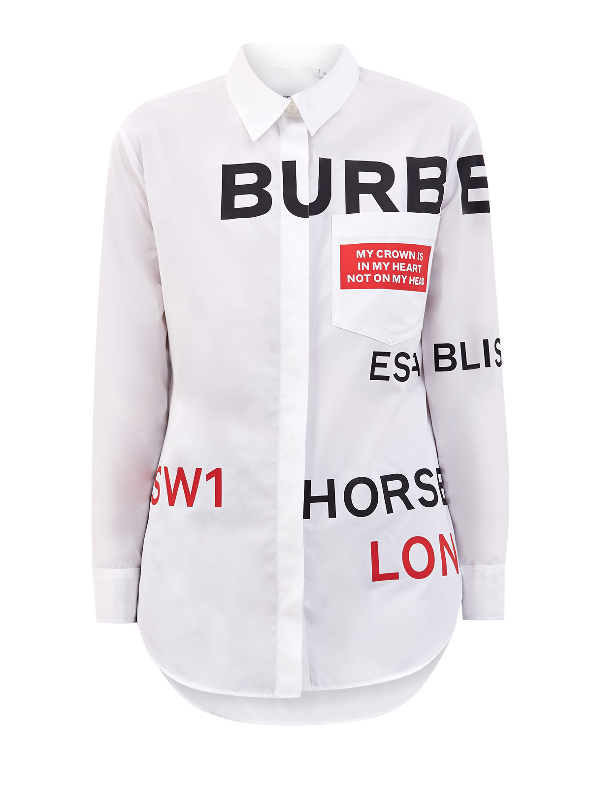 Рубашка Horseferry из хлопкового поплина с принтом BURBERRY, цвет белый, размер XS - фото 1