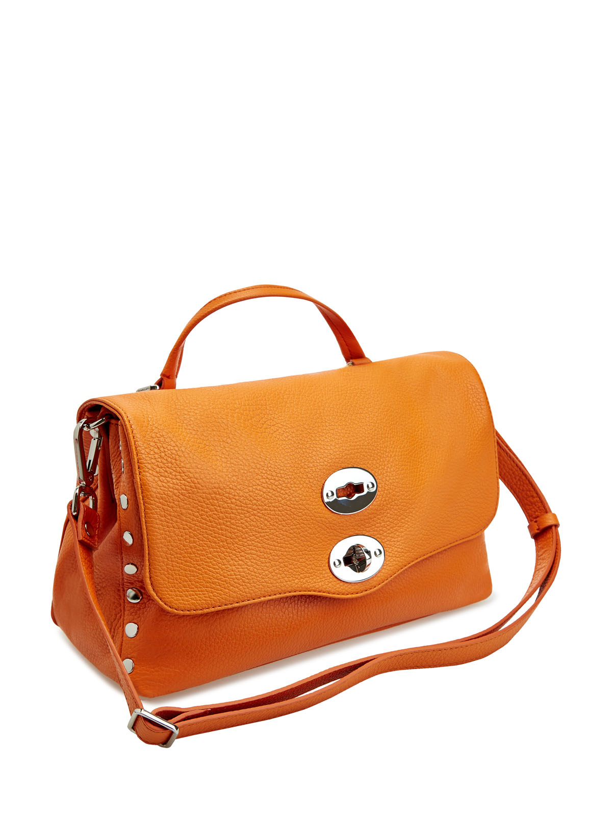 Кожаная сумка Postina с двойной застежкой и литыми заклепками ZANELLATO, цвет оранжевый, размер 44;42 - фото 2
