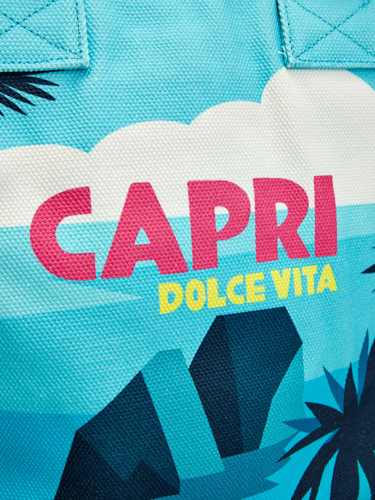 Пляжная сумка из хлопка с бахромой и принтом Capri MC2 SAINT BARTH, цвет голубой, размер S - фото 5