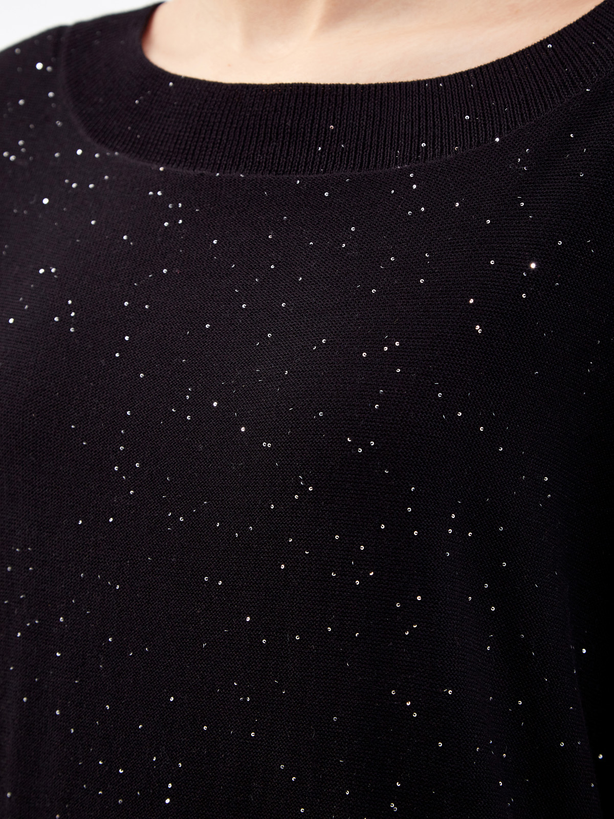 Платье из хлопковой пряжи с миниатюрными вплетенными пайетками RE VERA, цвет черный, размер XL;3XL;M - фото 5
