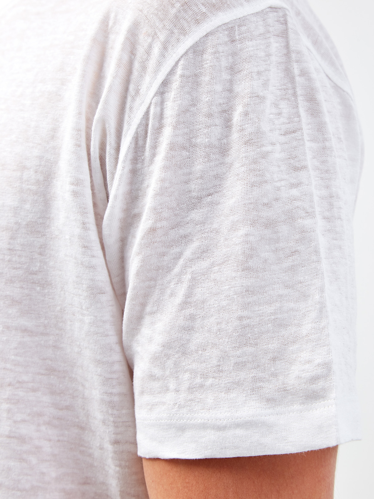 Легкая футболка из льняной ткани в меланжево-белом цвете CORTIGIANI, размер 50;52;56;58 - фото 5