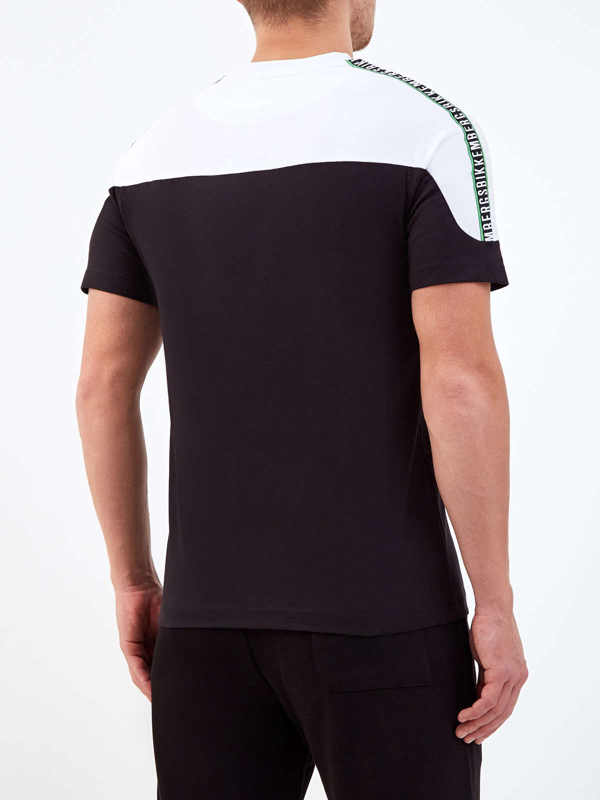 Хлопковая футболка в стиле colorblock с лентой-аппликацией BIKKEMBERGS, цвет черно-белый, размер S;M;L;XL;2XL;3XL - фото 4