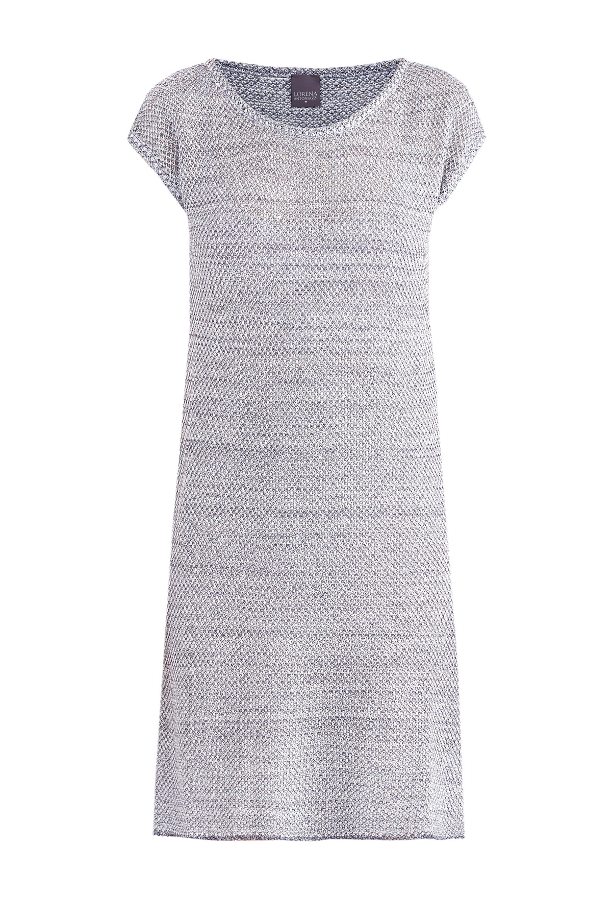 Трикотажное платье с короткими рукавами и вплетенными пайетками LORENA ANTONIAZZI, цвет серый, размер 38;42 - фото 1