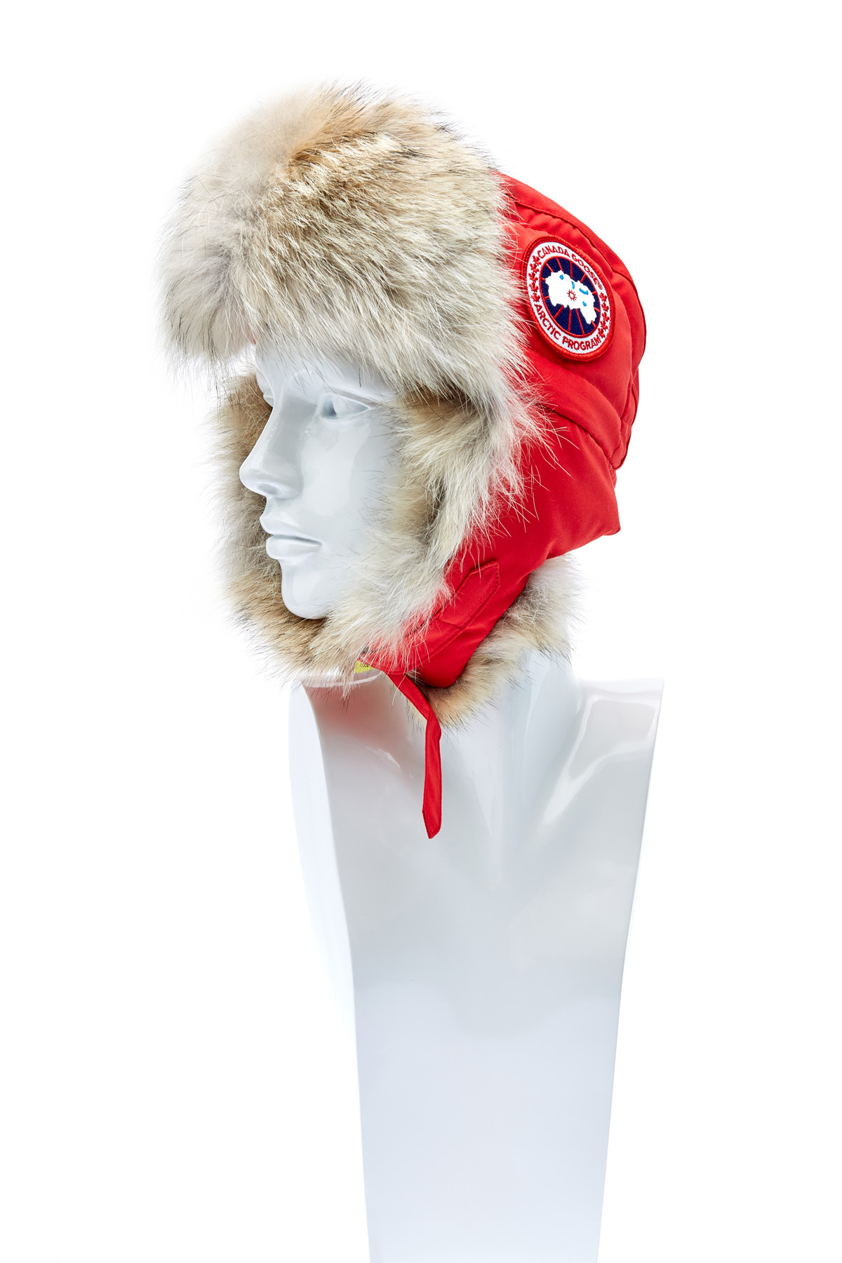 Шапка-ушанка с мехом койота и пуховым утеплителем CANADA GOOSE, цвет красный, размер S-M - фото 3