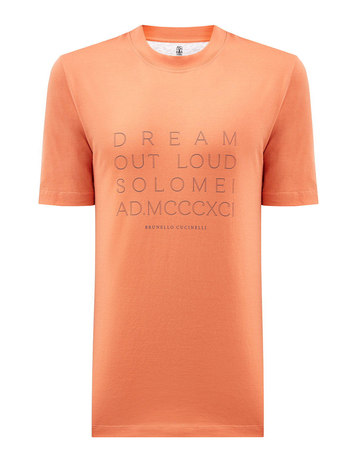 Хлопковая футболка с сезонным принтом Dream Out Loud BRUNELLO CUCINELLI, цвет оранжевый, размер 50;52;54;56;46;48 - фото 1