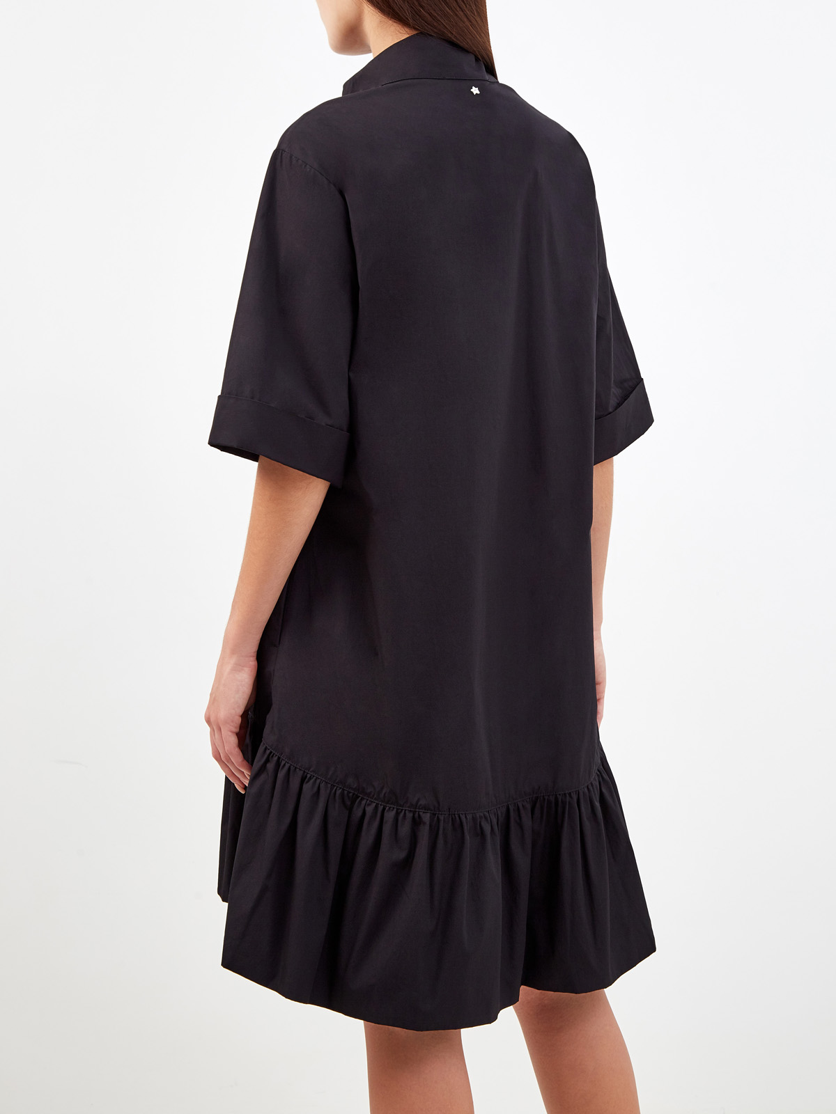 Хлопковое платье-рубашка с объемным асимметричным подолом LORENA ANTONIAZZI, цвет черный, размер 40;42;44;46 - фото 4