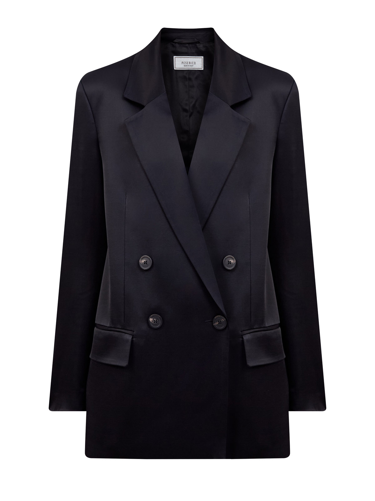 Двубортный вечерний жакет из вискозно-шерстяного атласа 102320₽