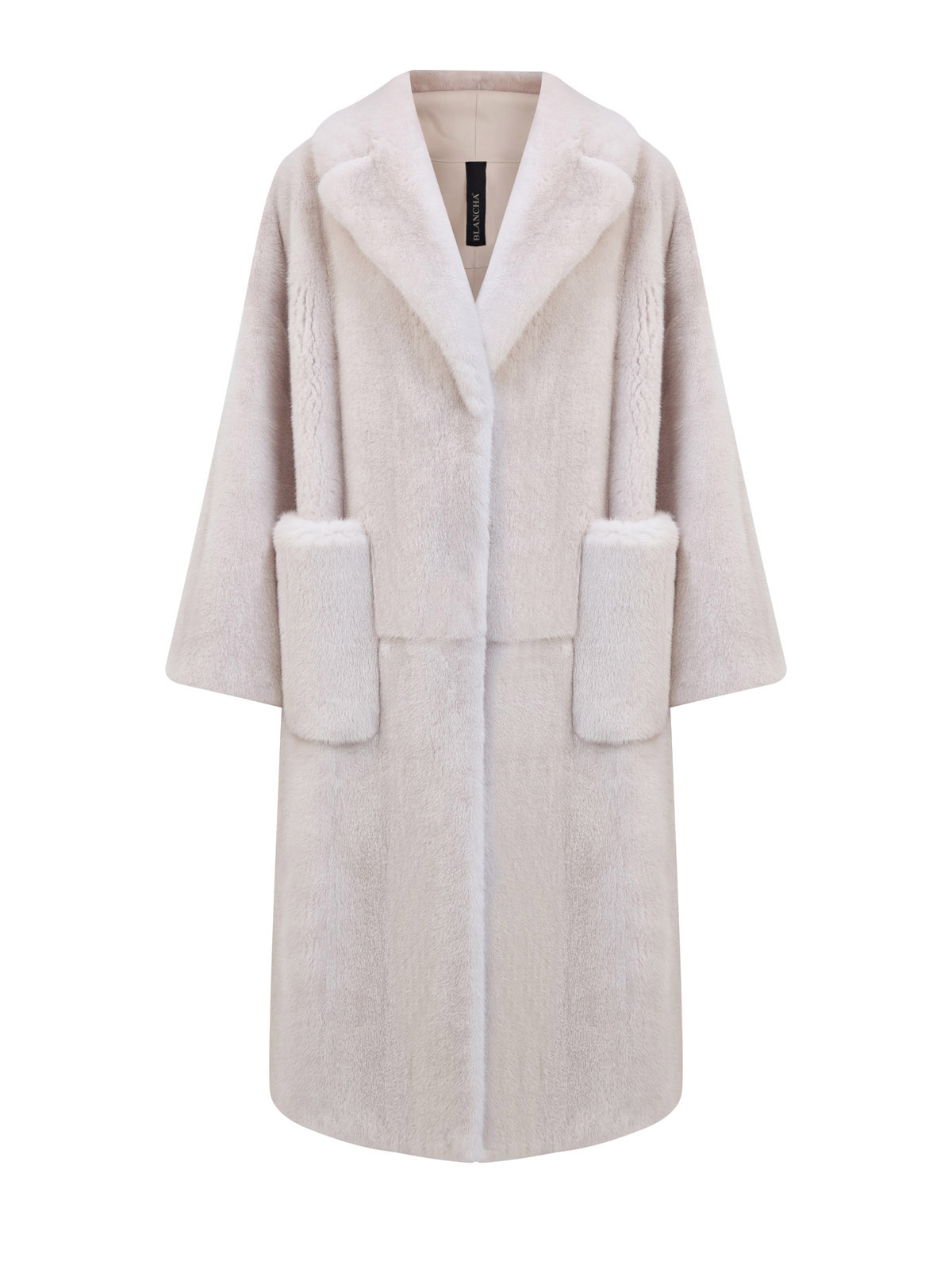 Шуба из норки с боковыми разрезами и широкими лацканами 1519200₽