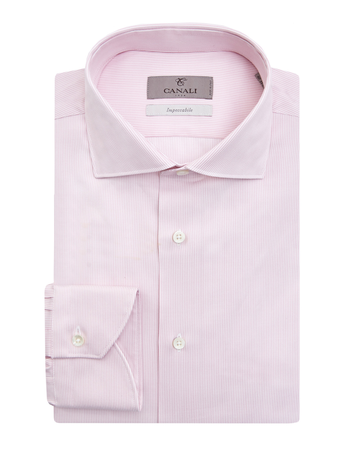 Рубашка из эластичного поплина Impeccabile в тонкую полоску CANALI, цвет розовый, размер 50;52;52;54;56