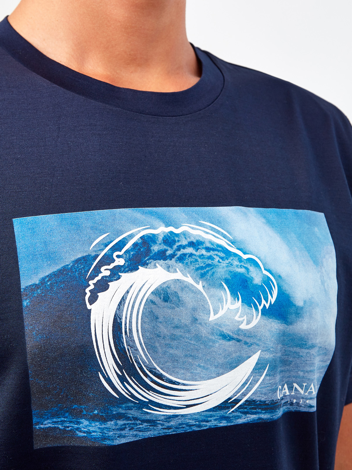 Хлопковая футболка с принтом в технике горячей печати CANALI, цвет синий, размер 56;58;60;50;52;54 - фото 5