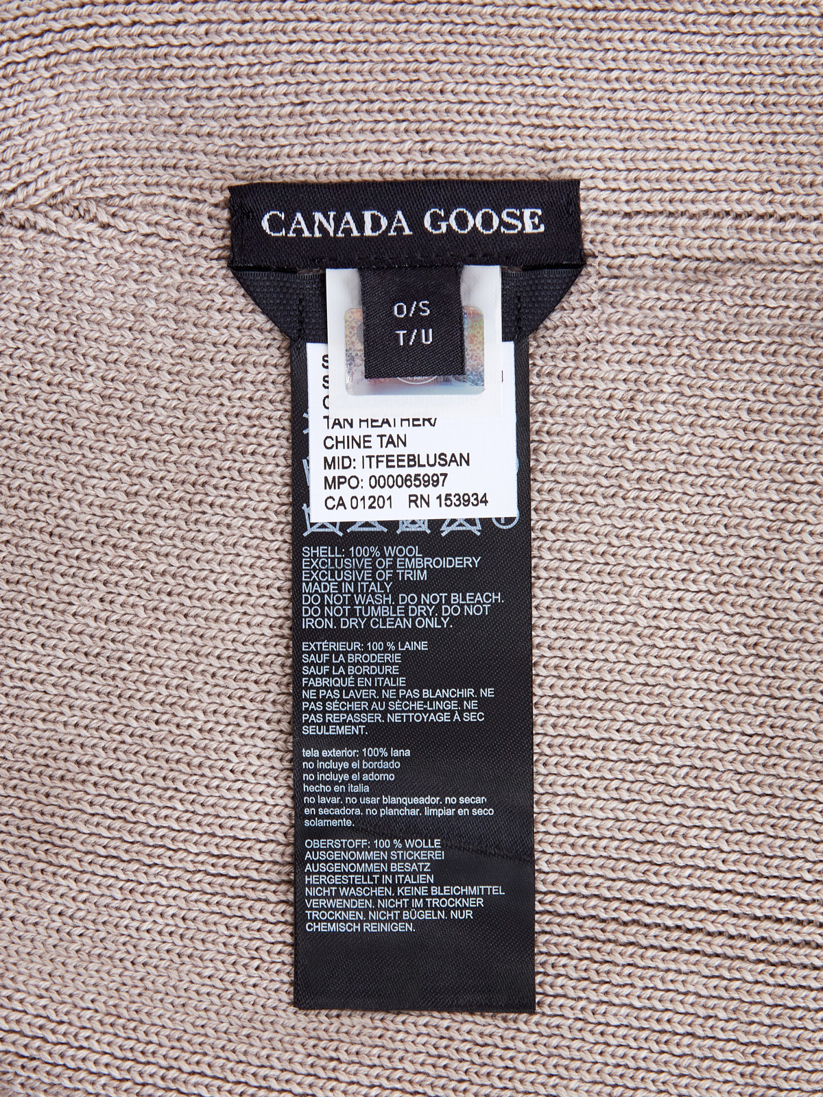 Шапка из двойной шерсти эластичной вязки с логотипом CANADA GOOSE, цвет бежевый, размер 40 - фото 4