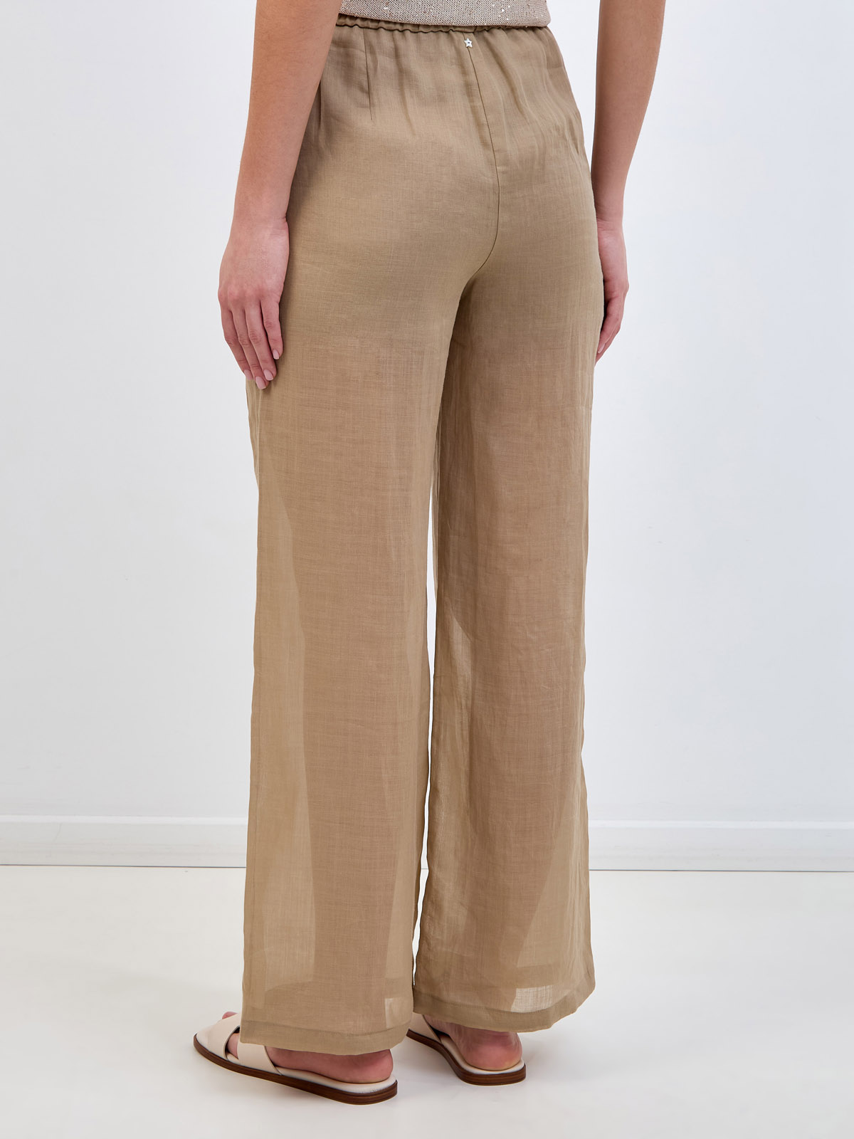 Легкие брюки-палаццо из волокна рами с эластичным поясом LORENA ANTONIAZZI, цвет бежевый, размер 40;42;44;46 - фото 4