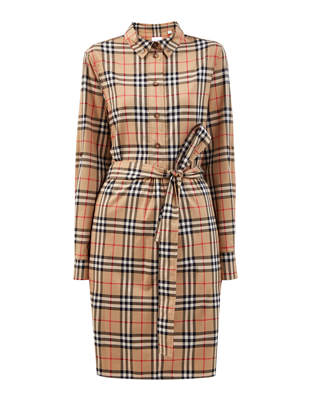 Приталенное платье-рубашка в клетку Vintage Check BURBERRY, цвет коричневый, размер S;L;XL - фото 1