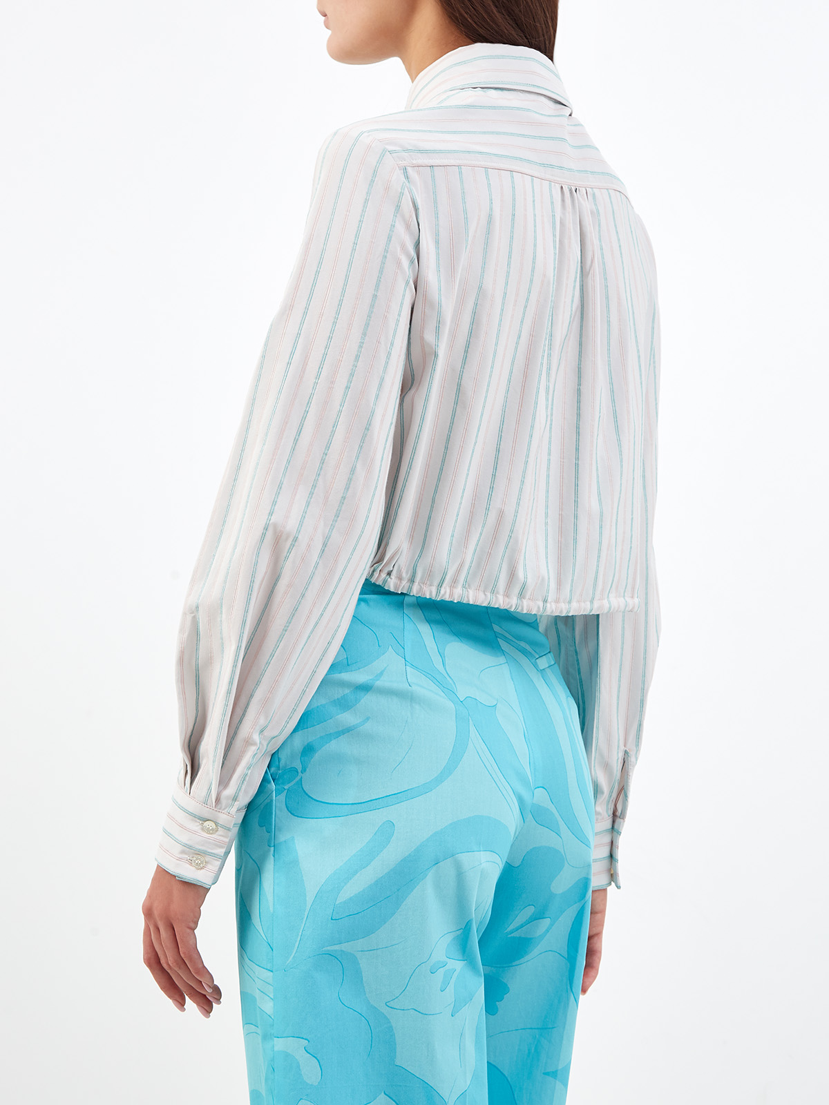 Укороченная рубашка в тонкую полоску с завязками ETRO, цвет мульти, размер 40;42;44;38 - фото 4